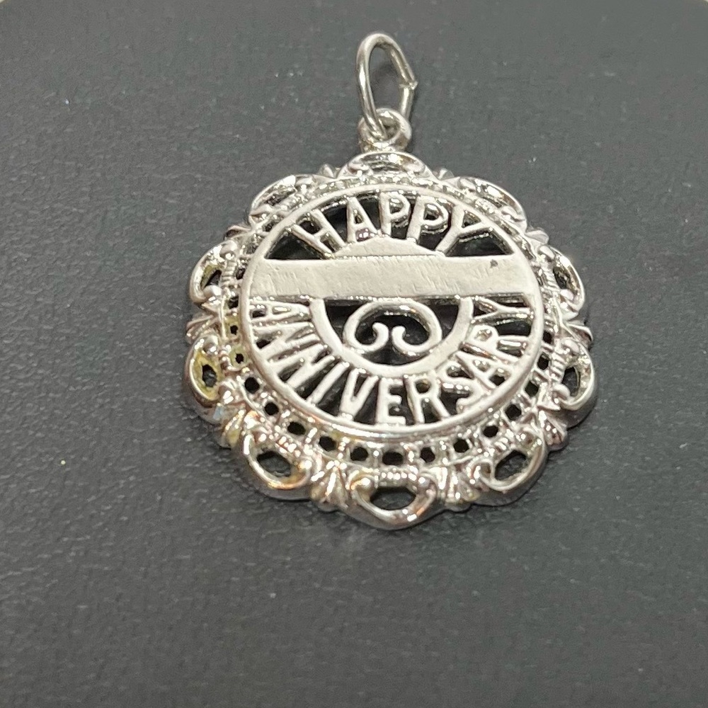 Vintage Sterling Silver 'HAPPY ANNIVERSARY' Pendant Charm